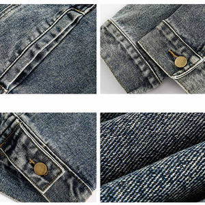Veste en jean vintage délavée à l'acide, veste en jean lourde délavée et usée pour femmes, produit phare - Product Image 5