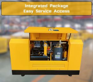 Compresseur d'air à piston silencieux à essence, configuration stationnaire, multi-tension (110/220/380V), refroidi par air - Product Image 3