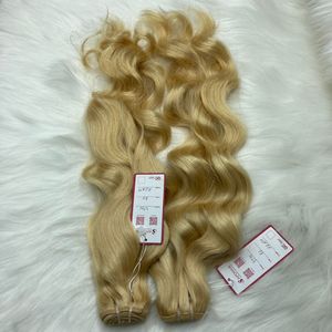 Vendedor-extensiones de cabello humano brasileño ondulado, pelo de trama virgen de doble estiramiento, COLOR rubio NATURAL, #60, misma cutícula - Product Image 4