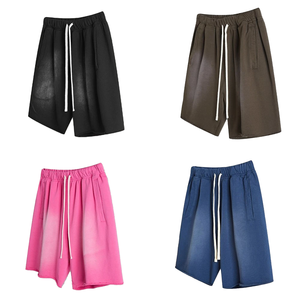 Shorts de jogging unisexes personnalisés en molleton délavé, bord brut, en molleton bouclé épais, coton lourd, décontractés, pour hommes, course à pied, fitness, vintage, délavé à l'acide - Product Image 6