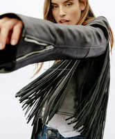 Veste en cuir d'agneau véritable noir pour femme, style western, respirante, en toile tricotée, pour festival d'hiver, en peau de mouton