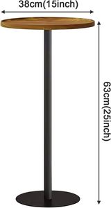 Lot de 1 table d'appoint ronde en métal et en bois à vendre pour intérieur, extérieur, maison ou bureau, tables basses pour salon ou boissons - Product Image 3