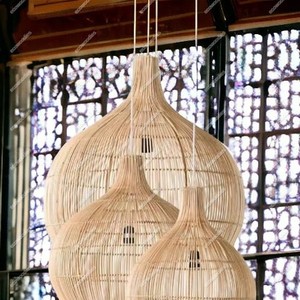 Minimaliste maison salon décor rotin abat-jour couverture bambou osier abat-jour suspendu intérieur lustre suspension - Product Image 5