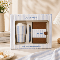 Coffret Cadeau Personnalisé : Carnet Imprimé Letterpress, Stylo et Tasse à Café – Tasse de Bureau Minimaliste en Acier Inoxydable Marque WS