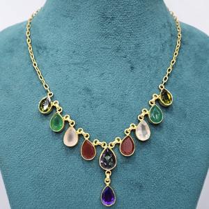 925สร้อยคอเงินสเตอร์ลิงชุบทองอัญมณีรูปหยดน้ำเครื่องประดับแฮนด์เมดดีไซน์เนอร์แบบวินเทจไม่เหมือนใคร - Product Image 4