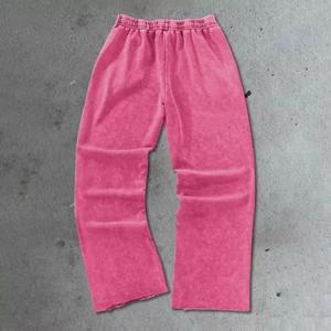 Pantalones de chándal lavados con ácido de la mejor calidad para hombre, pantalones de pierna ancha, bolsillos laterales, pantalones de invierno técnicos desteñidos al sol en blanco liso - Product Image 4