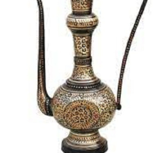 Hand Crafted Brass Aftaba With Gold Arabic Brass Metal Aftaba Silapchi Set With <b>Stand</b> - Product Image 1