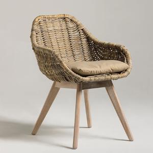 Silla de ratán apilable, madera de teca de EE. UU., hecha en Indonesia, muebles de madera maciza - Product Image 1