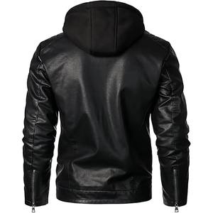 Chaqueta de cuero para hombre Hip Hop con cremallera y capucha de moda de alta calidad, chaqueta cálida de lana a prueba de viento con capucha, chaqueta de cuero para motocicleta - Product Image 1
