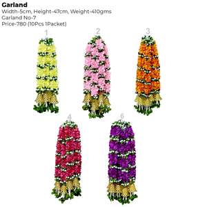 พวงดอกไม้ประดิษฐ์พร้อมกระดิ่งทอง AFF-Garland-7.2 ราคา 780 รูปี/10 ชิ้น {มีสีให้เลือกหลากหลาย} - Product Image 3