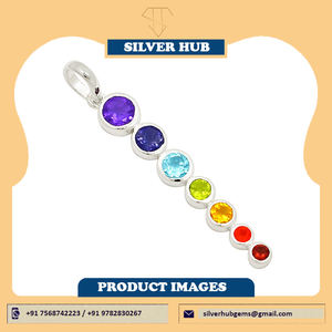 Péridot & Multi Gemstone 925 Solide Gemstone 925 Solid Sterling Silver Pendentif Fait Main Pendentif De Mode Pour Les Femmes Fournisseur En Vrac - Product Image 4