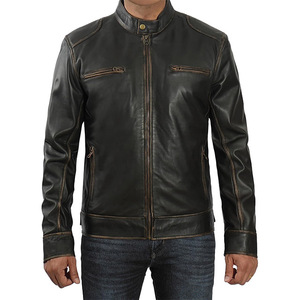<b>Men's</b> Winter Fashion <b>Long</b> Sleeve Leather <b>Jacket</b> with Stand Collar Casual Outwear Hoodless <b>jacket</b> for <b>men</b> - Product Image 1