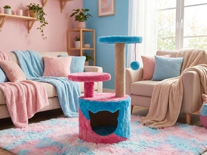 Arbre à chat Amistar Kawaii Cloud Home de haute qualité avec structure en bois, 3 niveaux, durable, pour chats et petits animaux de toutes tailles, en carton - Product Image 5