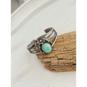 Emerald Valley Turquoise & Sterling Silver Cuff <b>Bracelet</b> Handmade by Navajo Artists Fashion Accessory - Product Image 4