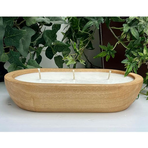 Recuerdos de fiesta de boda de estilo superventas Vintage para invitados cuencos de vela de madera decoración navideña para el hogar cuencos de madera para velas ovaladas - Product Image 4