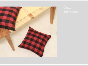 100% coton Buffalo Plaid tissé jeter oreiller couvre haute qualité 16X16 pouces rouge noir décor housse de coussin pour hôpital hôtel - Product Image 2