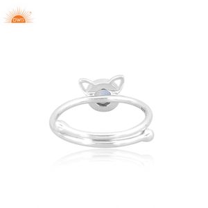 Fabricante de Joyería Fina Personalizada de Plata de Ley 925 Ajustable con Piedra Lunar Arcoíris Brillante de Moda - Product Image 2