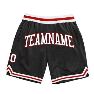 Industrie Direct Engro Sportswear Basketball <b>Shorts</b> Custom Black <b>White</b>-Red Authentic Throwback Basketball <b>Shorts</b> - Product Image 1