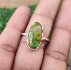 Bague en argent sterling massif 925 faite à la main de style Boho classique avec cadeau de fête en pierre précieuse turquoise pour femme et soeur - Product Image 3