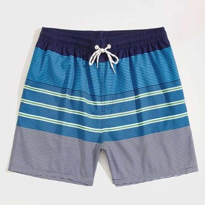Pantalones cortos con cordón para hombre, Shorts con estampado a rayas, color sólido, informales, con logotipo personalizado, para playa y verano, OEM - Product Image 1