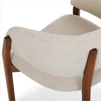 Chaise de salle à manger rembourrée de style Mid-Century Modern avec dossier incurvé, structure en bois massif, couleur personnalisable – Assise confortable pour la maison