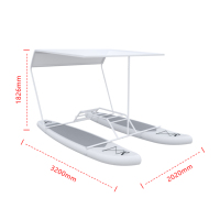 Bateau de pêche gonflable portable à catamaran, haute stabilité, coque tunnel, ponton avec pont pneumatique Drop Stitch, auvent solaire pour lac et rivière