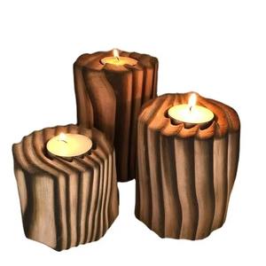 Bougeoir en bois cylindrique de vente chaude dernière arrivée faite à la main en gros décoration articles d'événements de mariage - Product Image 1