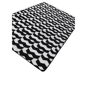 พรมขนสัตว์ทอลายเรียบแบบ Alhambra สีเทาและสีดำ ลายเรขาคณิตและลวดลายนามธรรม สำหรับห้องโถงและห้องรูปสี่เหลี่ยมผืนผ้า-ADWP-13069 - Product Image 2