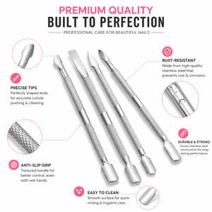 Premium <b>Nail</b> Cuticle Pusher <b>Kit</b> Stainless Steel Double Ended <b>Nail</b> Cleaner Manicure Pedicure Tools Set - Product Image 5