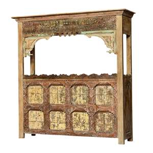 Comptoir de bar en bois sculpté rustique - Product Image 1