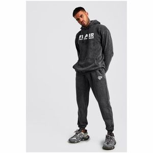 Chándal con capucha de algodón 100% de gran tamaño para hombre, ropa de invierno de estilo vintage con detalle de costura cuadrada, técnicas bordadas con cuentas - Product Image 3