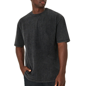 T-shirt à manches courtes à col rond lavé vintage pour hommes de qualité supérieure 100% coton t-shirt vierge avec logo personnalisé - Product Image 1