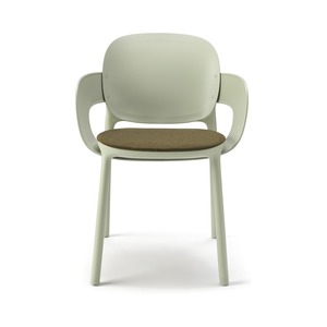 Dining Armchair with <b>Fixed</b> Fabric Seat Cushion, <b>Post</b>-Consumer Technopolymer Shell, Restaurant Hotel Cafe Armchair Made in Italy - Product Image 5