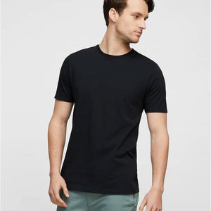 Camiseta Lisa de Cuello Redondo y Manga Corta para Hombre, Estilo Urbano, Ecológica, Color Negro - Product Image 3