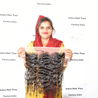 Cheveux humains vierges bruts non traités non-Remy naturels bouclés crépus d'origine sud-indienne, frontale 13*4, d'un seul donneur, cuticules alignées