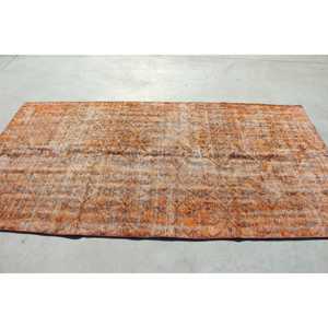 Alfombra Turca, Alfombra Vintage de 4.6x8.6 pies, Alfombra de Lana con Diseño de Plantas y Árboles Naranjas - Product Image 2