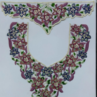 Appliques florales 3D élégantes en dentelle de miel indienne faites à la main, brodées, à coudre, en tissu doux, avec paillettes de qualité supérieure, pour vêtements féminins