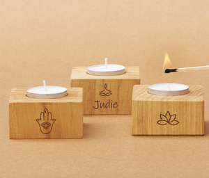 Portavelas de Madera Estilo Vintage, Ambiente Acogedor, Juego de Portavelas para Decoración del Hogar, de la India - Product Image 5