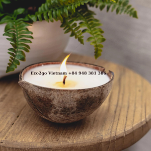 เทียนทรงกะลามะพร้าวสีขัดหรือเป็นธรรมชาติเทียนหอมกลิ่นกะลามะพร้าว Eco2go - Product Image 5