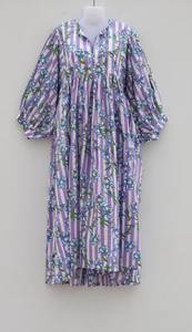 Robe d'été en coton imprimé Mini robes midi florales décontractées Vêtements de maison souples Manches bouffantes Robes maxi décontractées souples et amples - Product Image 4