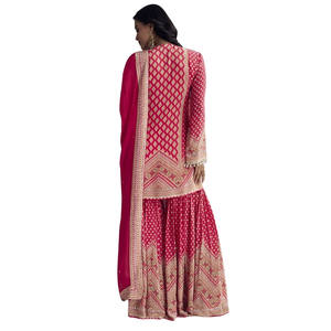 Conjunto Sharara con estampado rojo para fiestas festivas tradicionales al por mayor bodas eventos Sangeet reuniones culturales y étnicos a granel - Product Image 4