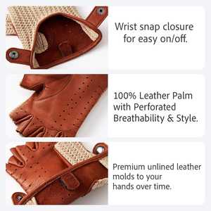 Guantes de Conducción de Cuero para Invierno, Forro Suave, Diseño Transpirable, Ajuste Flexible, Agarre Seguro para Viajes en Clima Frío y Uso al Aire Libre - Product Image 5