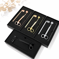 Vente en gros de kit d'entretien et d'accessoires de bougies en or noir boîte cadeau coupe-mèche de haute qualité