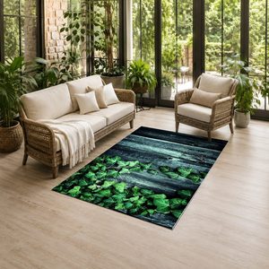 Tapis de salon en chenille antidérapant, imprimé numériquement, motif géométrique contemporain vert sauge, lavable en machine, vente en gros RUGS DEPOT LXDP-0796 - Product Image 6