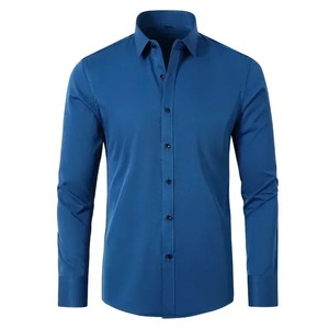 Camisa informal europea de manga larga para hombre, 100% de algodón, sin hierro, elástica en cuatro direcciones, transpirable para Comercio exterior transfronterizo - Product Image 5