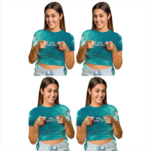 T-shirt court pour femme, tissu doux, élégant, décontracté, tendance, pour l'été - Product Image 4