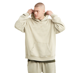 Sweats à capuche unis 100% coton surdimensionnés unisexes personnalisés pulls à capuche 500gsm pour hommes grande taille avec logo imprimé brodé - Product Image 1