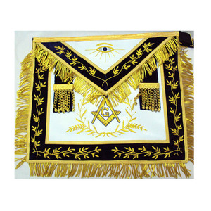 Broderie à la main maçonnique Lodge Master Mason Tabliers Maçonnique Artisanat Regalia Master Mason Tablier Noir - Product Image 1
