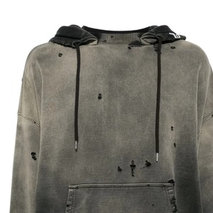 Sudadera con Capucha Vintage para Hombre, Estilo Desgastado, Teñido Liso, Tela Gruesa, Detalles de Costura Lavados, Logotipo Personalizado, Fabricante OEM ODM - Product Image 6