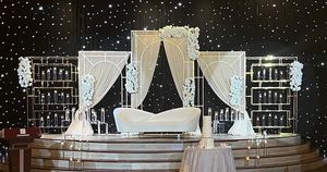 Arches en métal de style fenêtre de scène de mariage créatives Panneaux en métal de scène de mariage magnifiques supports en métal doré de mariage - Product Image 4